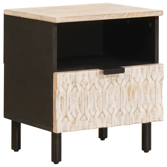vidaXL Nachtkastje met lade Wit 40 x 33 x 46 cm Massief Mango Hout