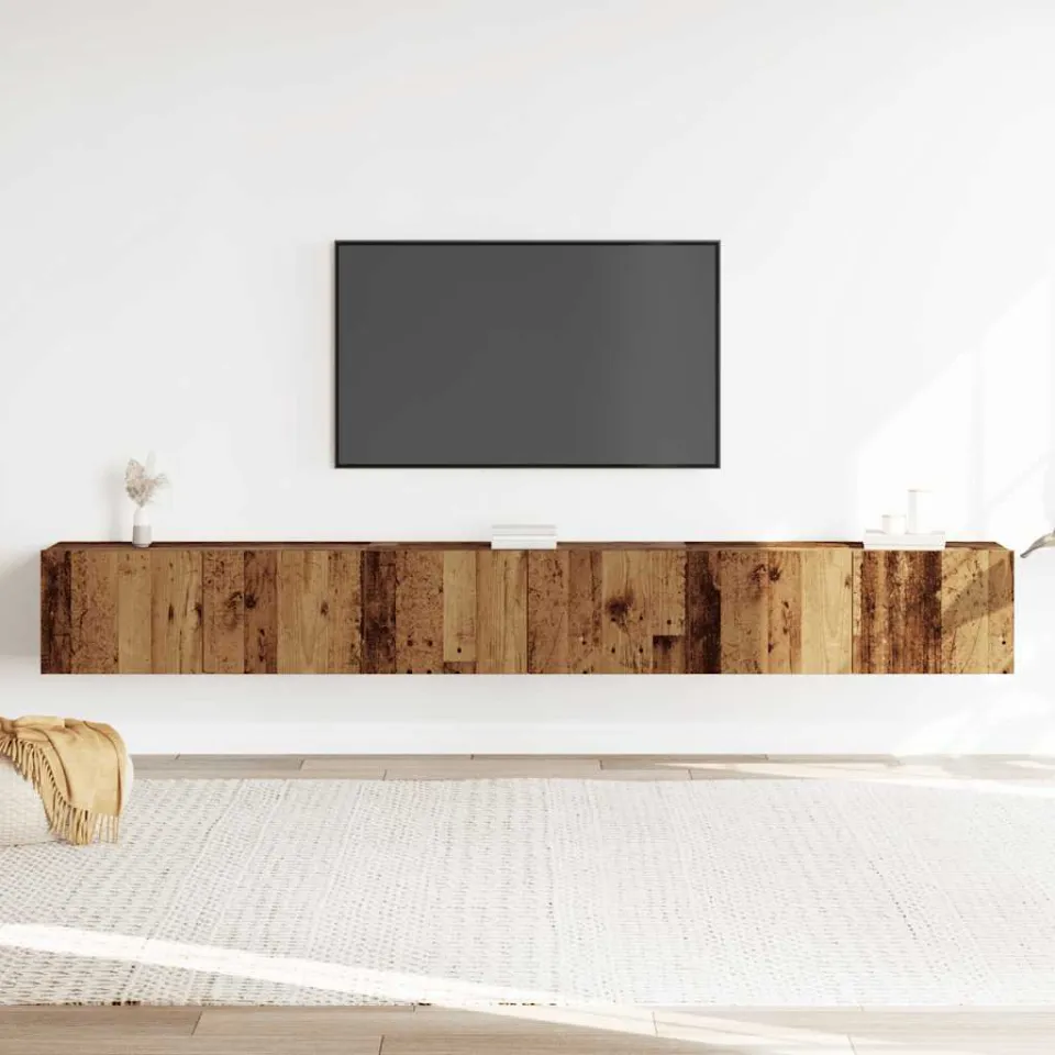 vidaXL 3-delig Tv-meubelset wandmontage bewerkt hout oud houtkleurig bruin, foto 2