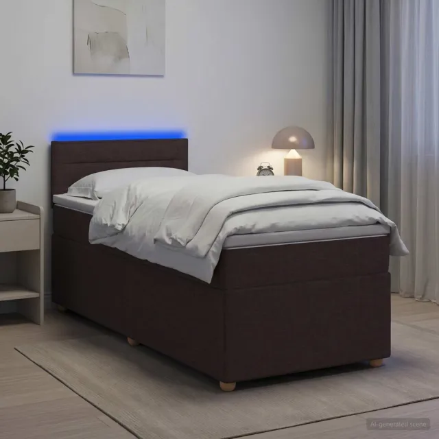 vidaXL Boxspringbed met matras Donkerbruin 90 x 200 cm Stof