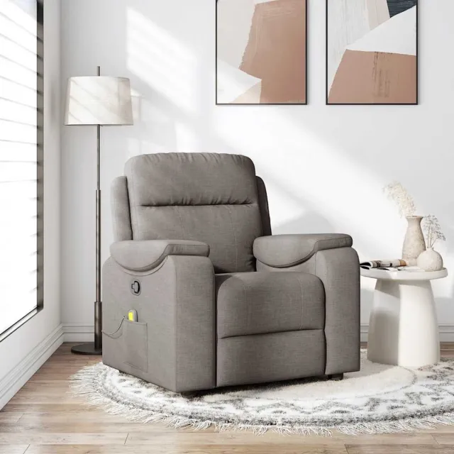 vidaXL Massagestoel - verstelbaar - stof - taupe