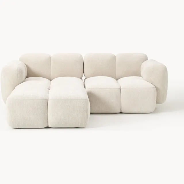 Westwing Collection Modulaire bank Tayla (2-zits) met poef (links/rechts) Beige