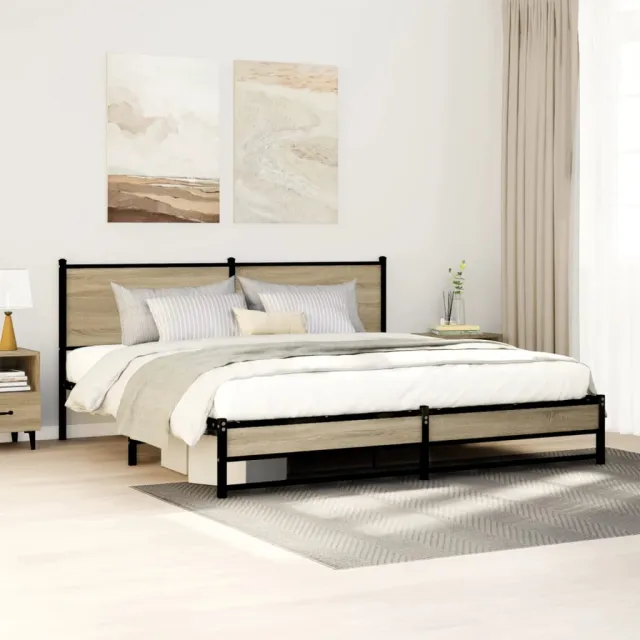vidaXL Bedframe zonder matras metaal sonoma eikenkleurig 180x200 cm