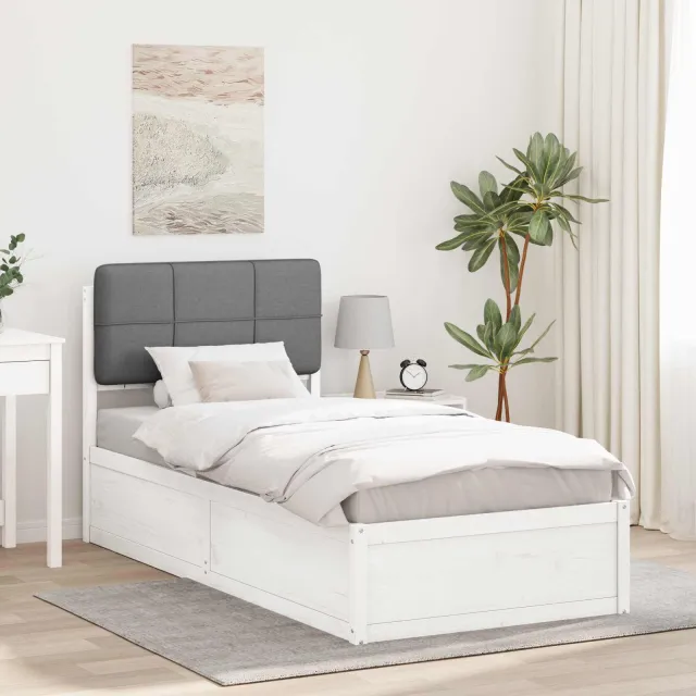 vidaXL Bedframe met Gevoerd Hoofdgedeelte Lichtgrijs 75 x 190 cm