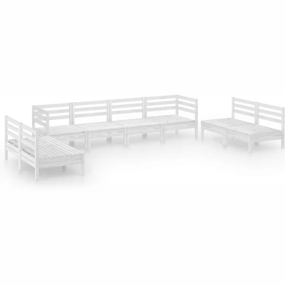 vidaXL 8-delige Loungeset massief grenenhout wit, foto 3