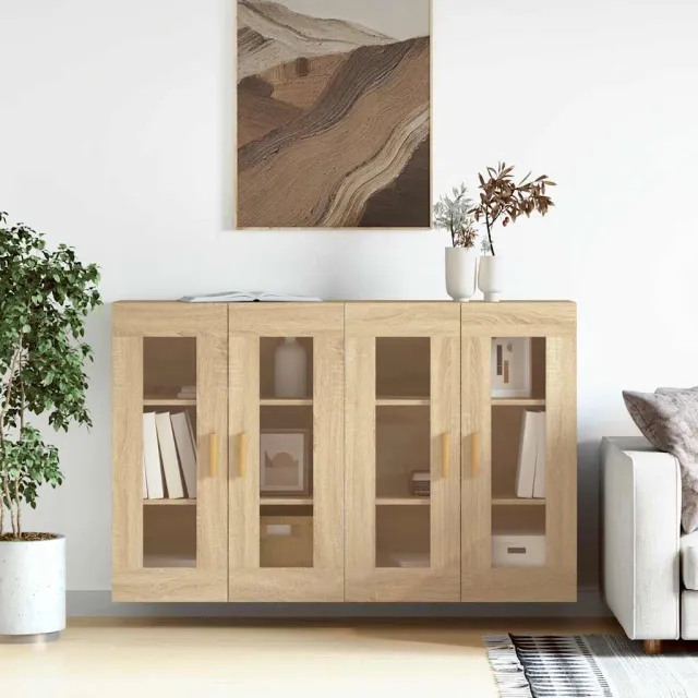 vidaXL Hangkasten 2 st bewerkt hout sonoma eikenkleurig Bruin