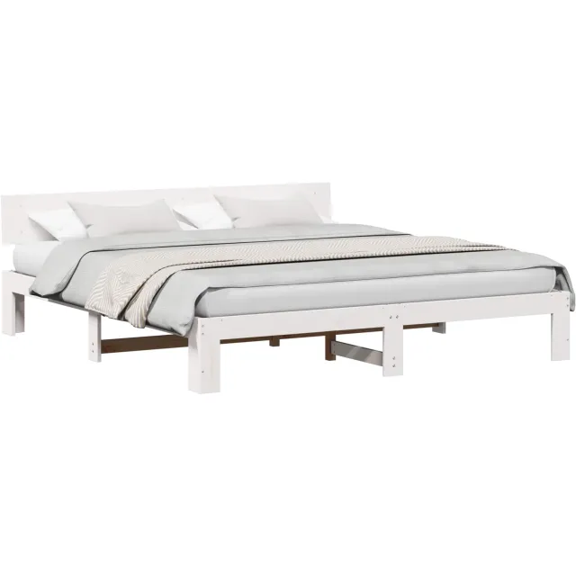 vidaXL Bedframe met hoofdeinde Wit 180 x 200 cm Massief grenenhout