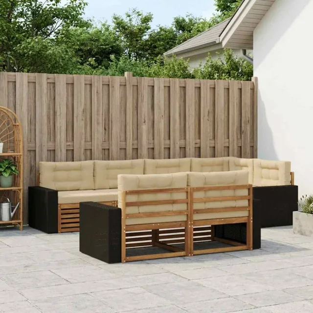 vidaXL Buiten bankenset 7 st 7-zits Natuurlijk en Beige Bruin