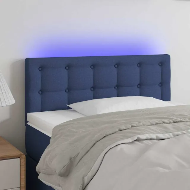 vidaXL Hoofdbord LED 100x5x78/88 cm stof blauw