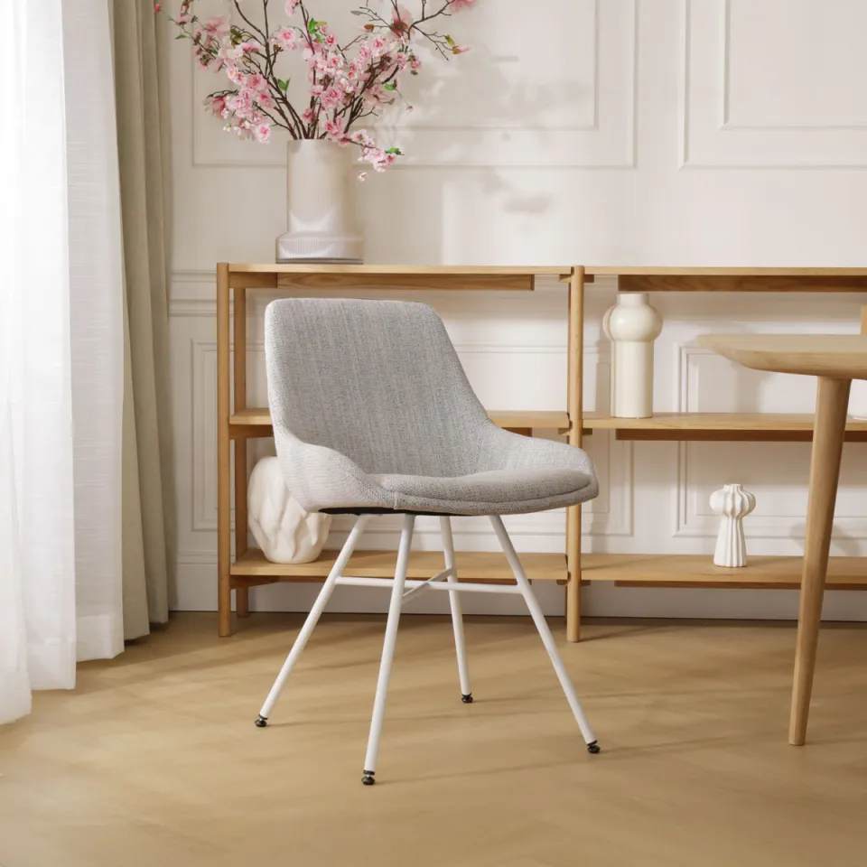 Nolon Noa-Isa eetkamerstoel beige gemêleerd - wit onderstel, foto 2