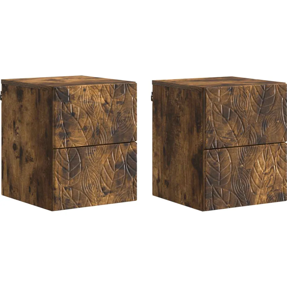 vidaXL Wandbeugel Bedkast 2 st Gerookt eiken 34,5 x 33 x 40 cm Bruin
