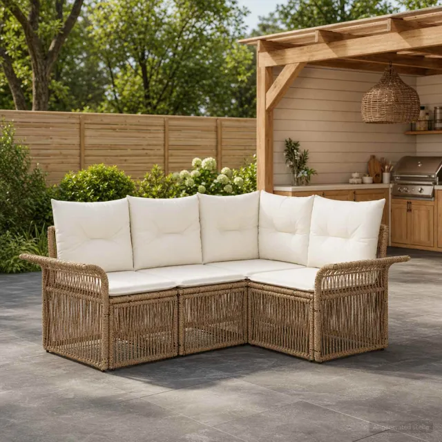 vidaXL Tuinbankenset 4 st Beige poly rattan, foto 2
