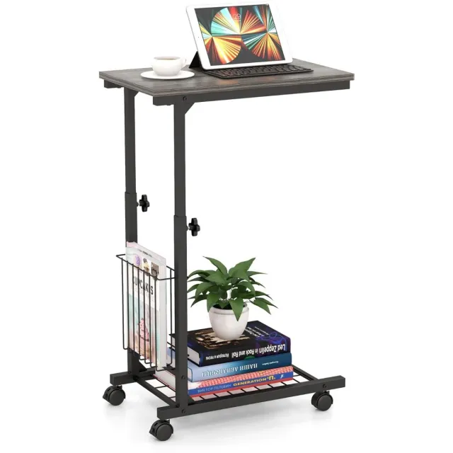 GranMaison Laptoptafel op Wielen - Bedtafeltje - Bijzettafel - Grijs