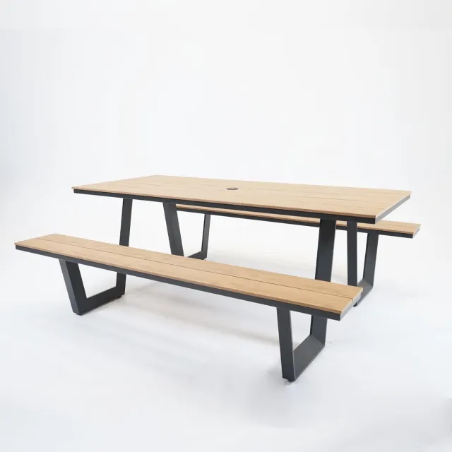 VITA Massa rechthoekige picknicktafel naturel, zwart