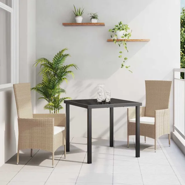 vidaXL Tuin eettafelset 3 st Beige poly rattan, foto 2