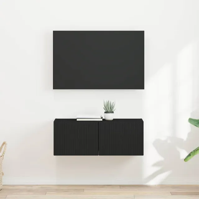 vidaXL TV Wandkast 2 st Zwart Bewerkt hout, foto 2