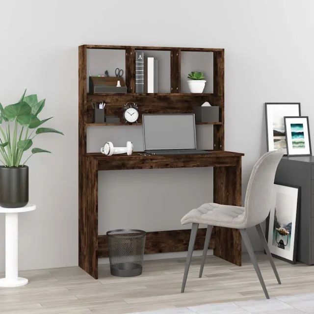 vidaXL Bureau met schappen 102x45x148 cm bewerkt hout gerookt eiken Bruin