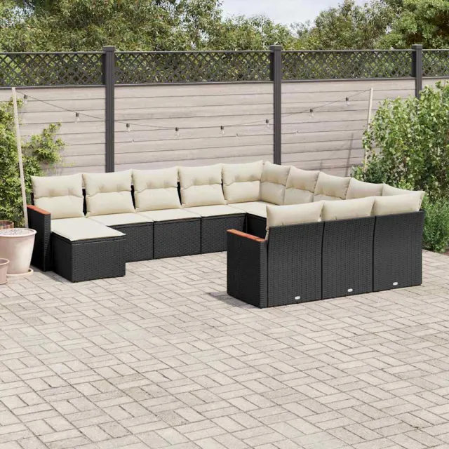 vidaXL 12-delige Loungeset met kussens poly rattan zwart, foto 2