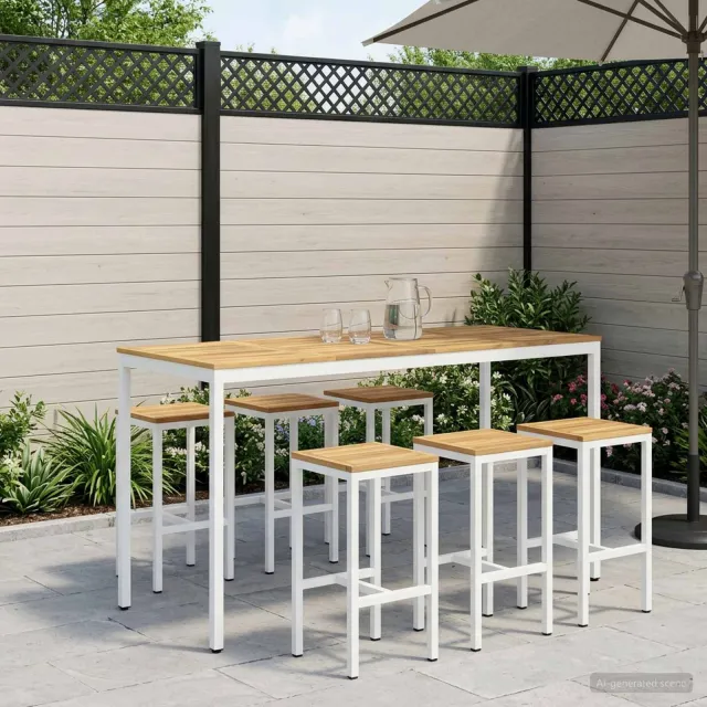 vidaXL Tuinbar Tafel NAARDEN Witgewassen 196 x 80,5 x 105 cm, foto 2