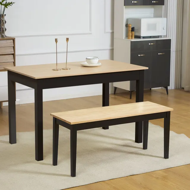 MIVRAY Eetbank 102 x 36 x 45 cm - 2-Zits Zitbank Met Antislip Voetdoppen - Voor Keuken, Eetkamer En Hal - Grenenhout Naturel Natural