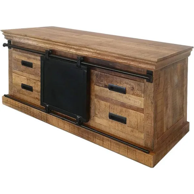 Mahom Mangohouten TV Meubel Portland 120 cm Mahom Industrieel - TV Meubel van Mangohout & Metaal - Industriële TV Meubel Bruin