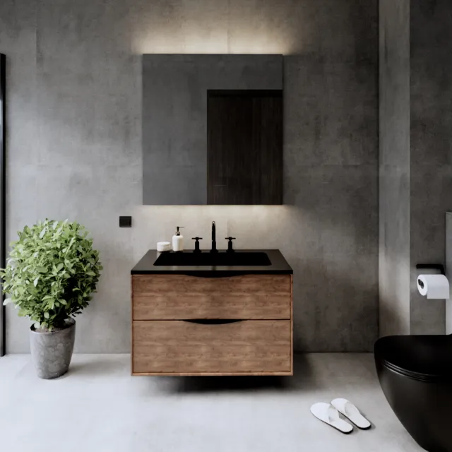Gliss Design Eleganz Hera onderkast oak cognac zwart Eiken