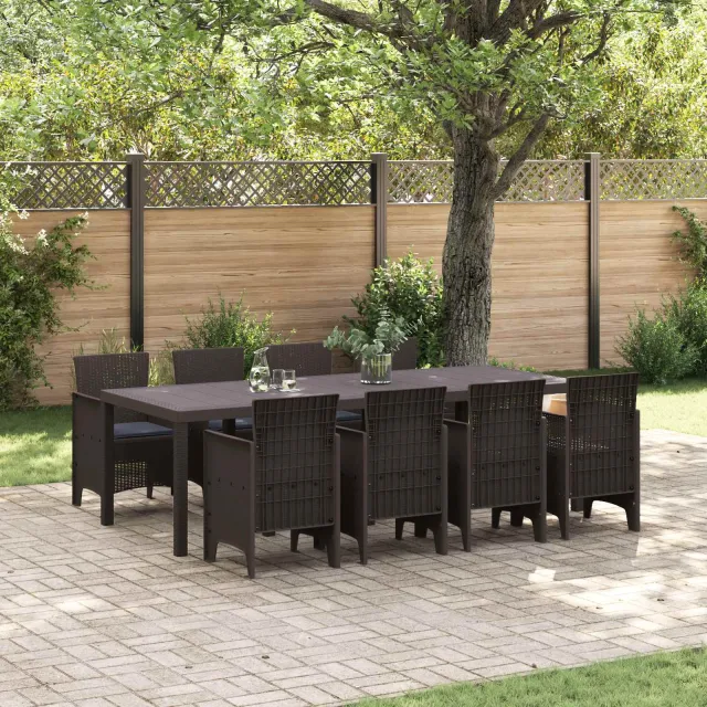 vidaXL Tuin Eetset 9 st Bruin Polypropyleen, foto 2