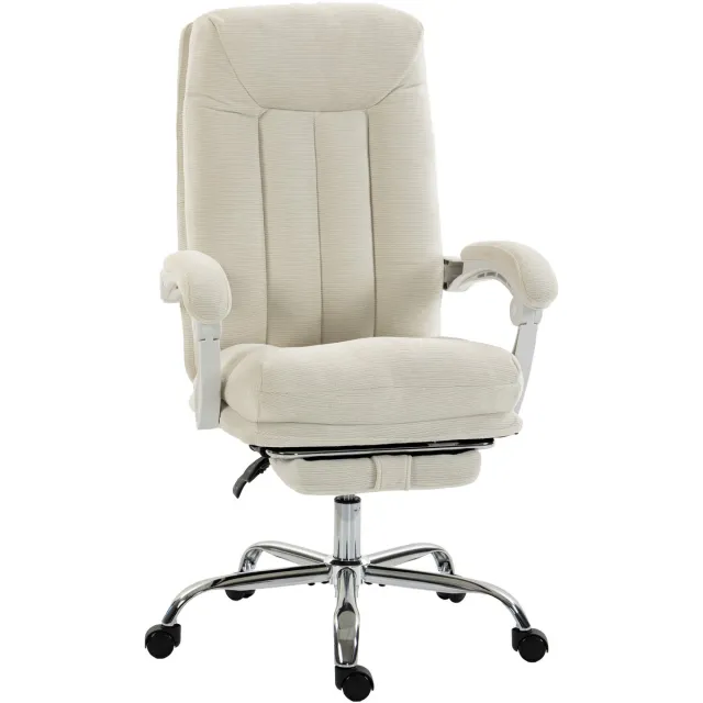 Homcom bureaustoel-chenille-68 x 69 x 117 cm-crème