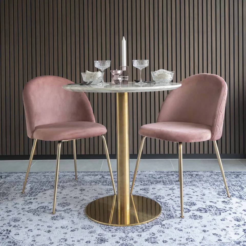 Artichok Aniek eetkamerstoel velvet roze - gouden onderstel, foto 3