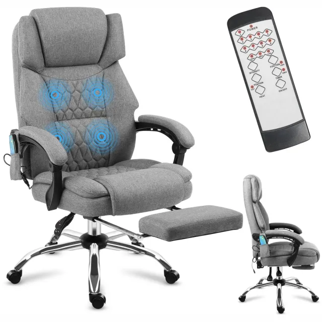 Mark Adler Boss 6.0 Ergonomische Bureaustoel met Massage - Luxe Directiestoel - Comfortabele Kantoorstoel - Grijs