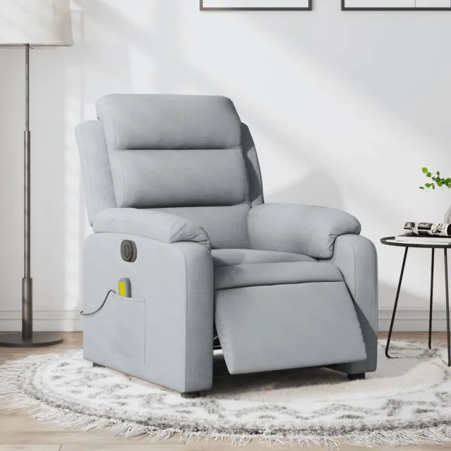 vidaXL Massagestoel elektrisch verstelbaar stof lichtgrijs