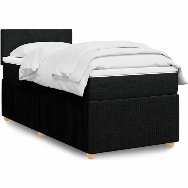 vidaXL Boxspring met matras stof zwart 90x190 cm