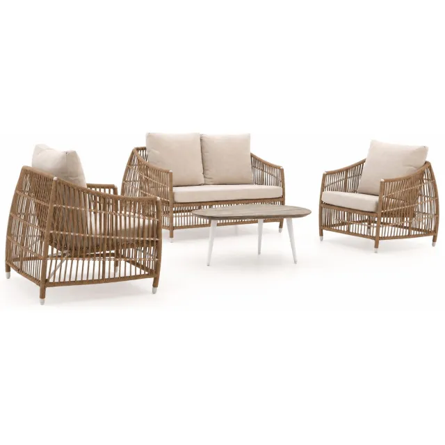 Manifesto Furniture Manifesto Ortello/ROUGH-K stoel-bank loungeset 4-delig 4-zits taupe