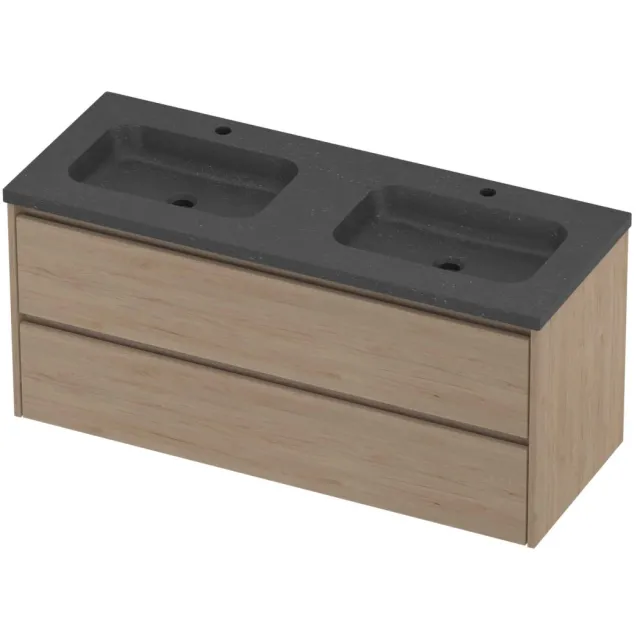 Proline Rollo Badmeubelset Hardsteen Elegant 2 Kraangaten 120x46x54 cm Blue Stone Ideal Oak Eiken