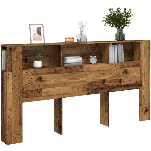 vidaXL Hoofdbordkast 200x18,5x102,5 cm bewerkt hout oud houtkleurig Bruin