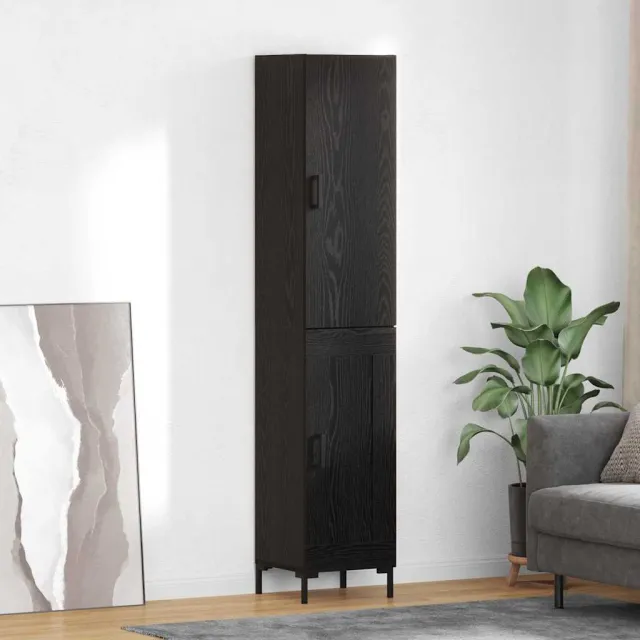 vidaXL Hoge kast Zwart Eiken 34,5 x 34 x 180 cm Bewerkt hout, foto 2