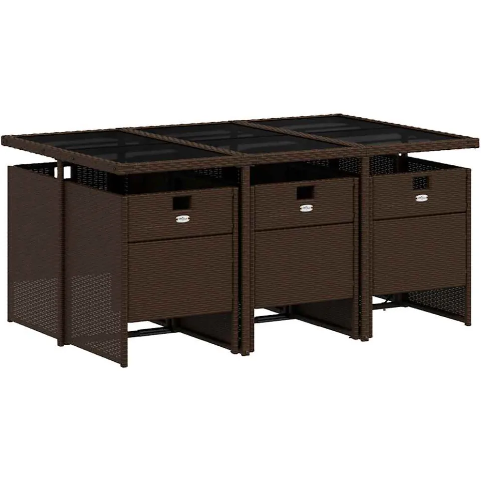 vidaXL 7-delige Tuinset met kussens poly rattan bruin, foto 4