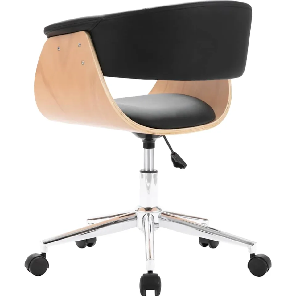 vidaXL Eetkamerstoelen draaibaar 2 st kunstleer zwart, foto 4