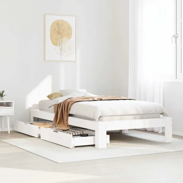 vidaXL Bedframe zonder matras massief grenenhout wit 140x200 cm
