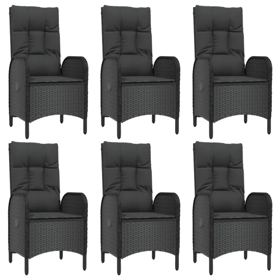 vidaXL 7-delige Tuinset met kussens poly rattan zwart