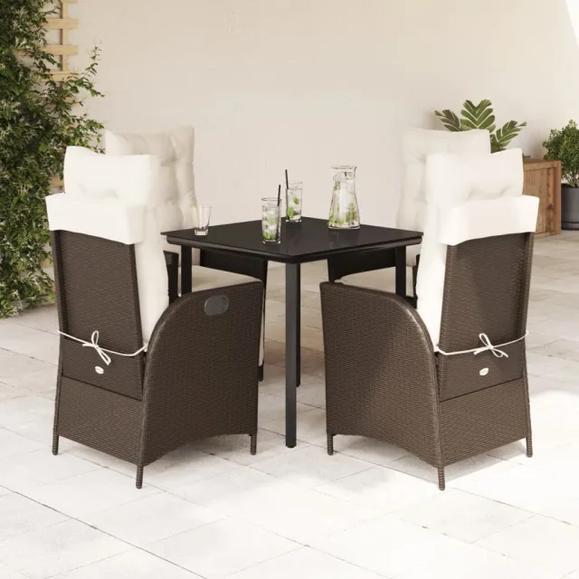 vidaXL 5-delige Tuinset met kussens poly rattan bruin, foto 2