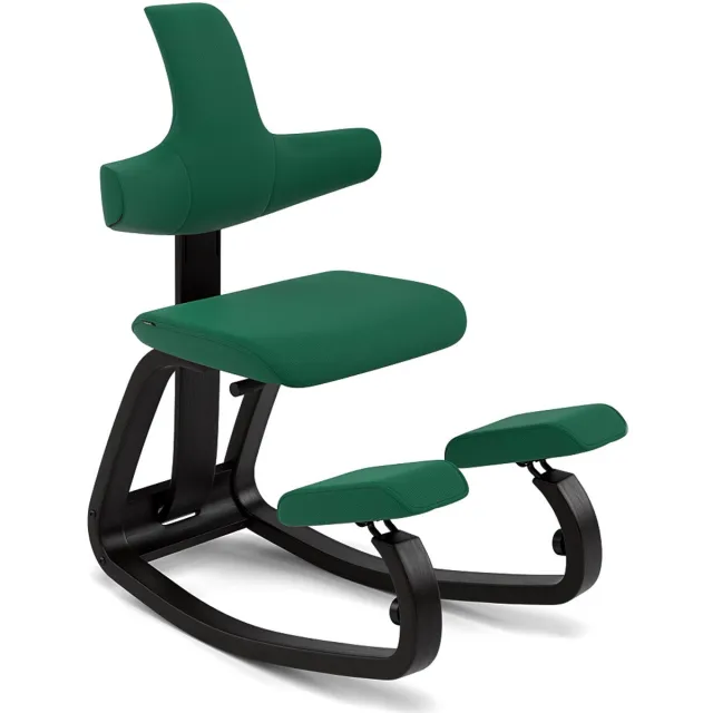 Varier Thatsit kniestoel met rugleuning Groen/Zwart | Tonal