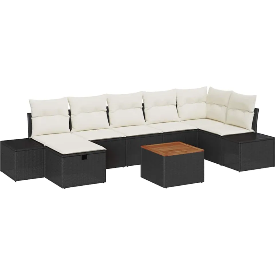 vidaXL Tuinbankenset 8 st Zwart poly rattan