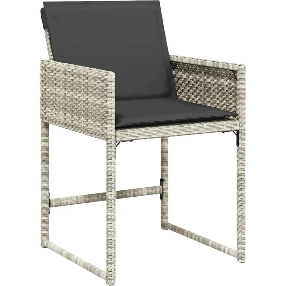 vidaXL 9-delige Tuinset met kussens poly rattan lichtgrijs