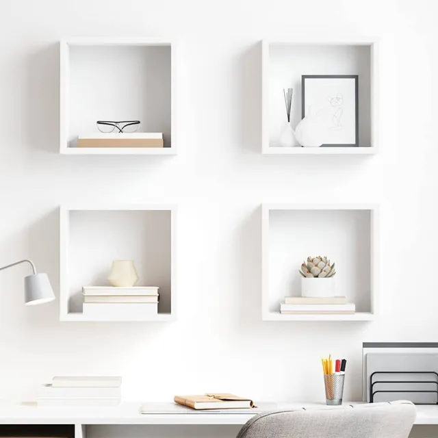 vidaXL Wandschappen kubus 4 st 30x15x30 cm wit