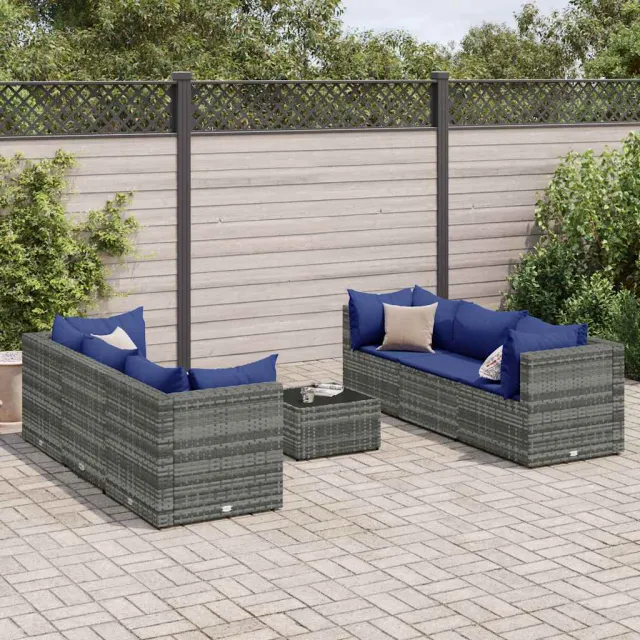 vidaXL 7-delige Loungeset met kussens poly rattan grijs, foto 2