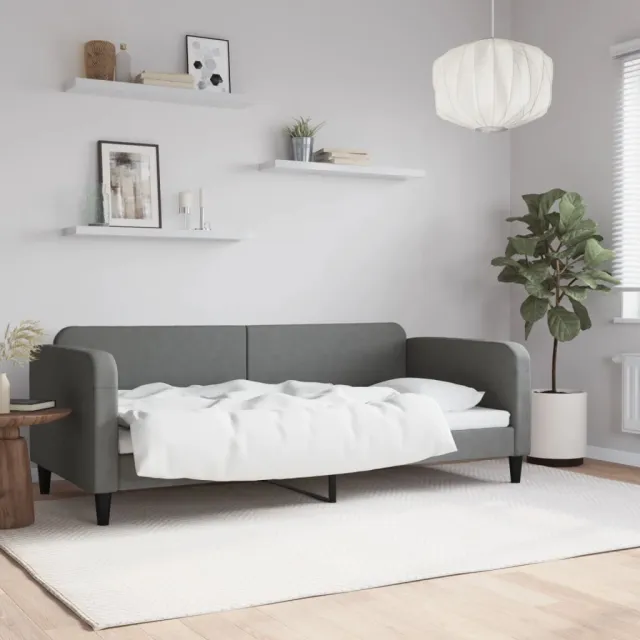 vidaXL Slaapbank 90x200 cm stof donkergrijs grijs