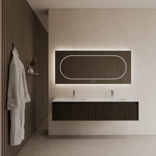 Gliss Design Badkamermeubel Gliss Design Timotheus 180 cm Charcoal (Keuze Wastafel) Zwart