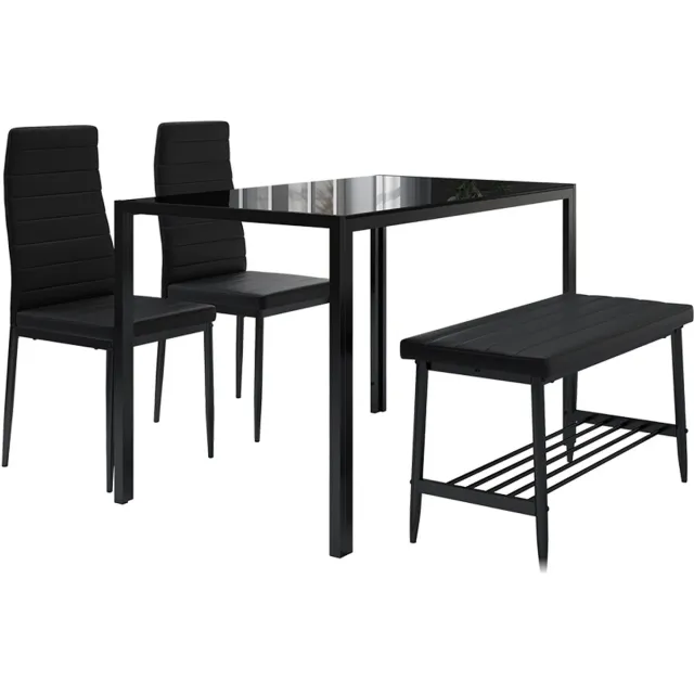 Vicco Grand Eettafelset – 120 x 70 cm 4-delige set Zwart