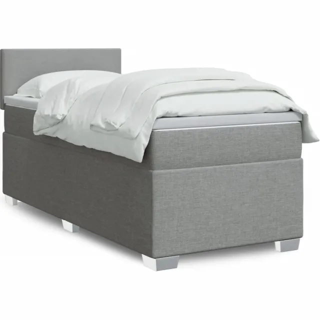 vidaXL Boxspring met matras stof lichtgrijs 90x200 cm grijs