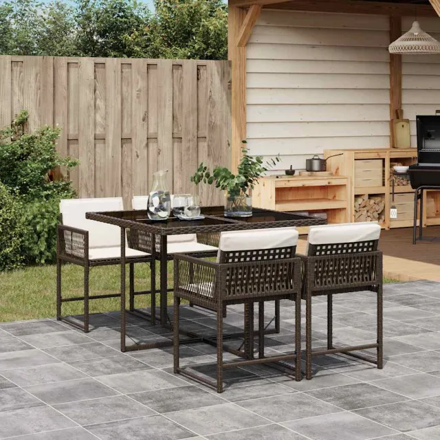 vidaXL 5-delige Tuinset met kussens poly rattan bruin, foto 2